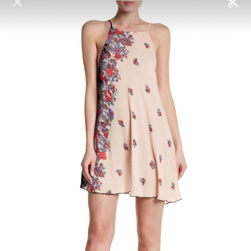 Free People Black and Pink Floral Mini Dress - Picture 3 of 13